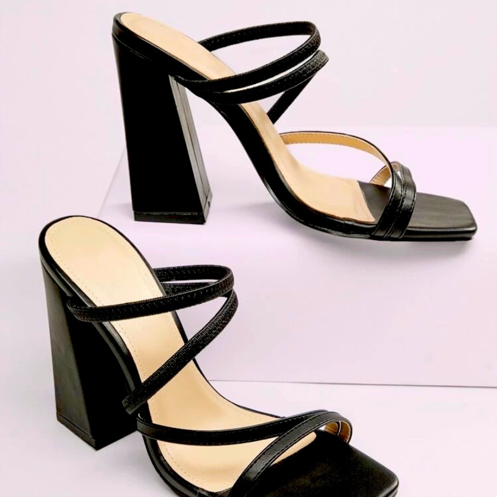 black thick high heels